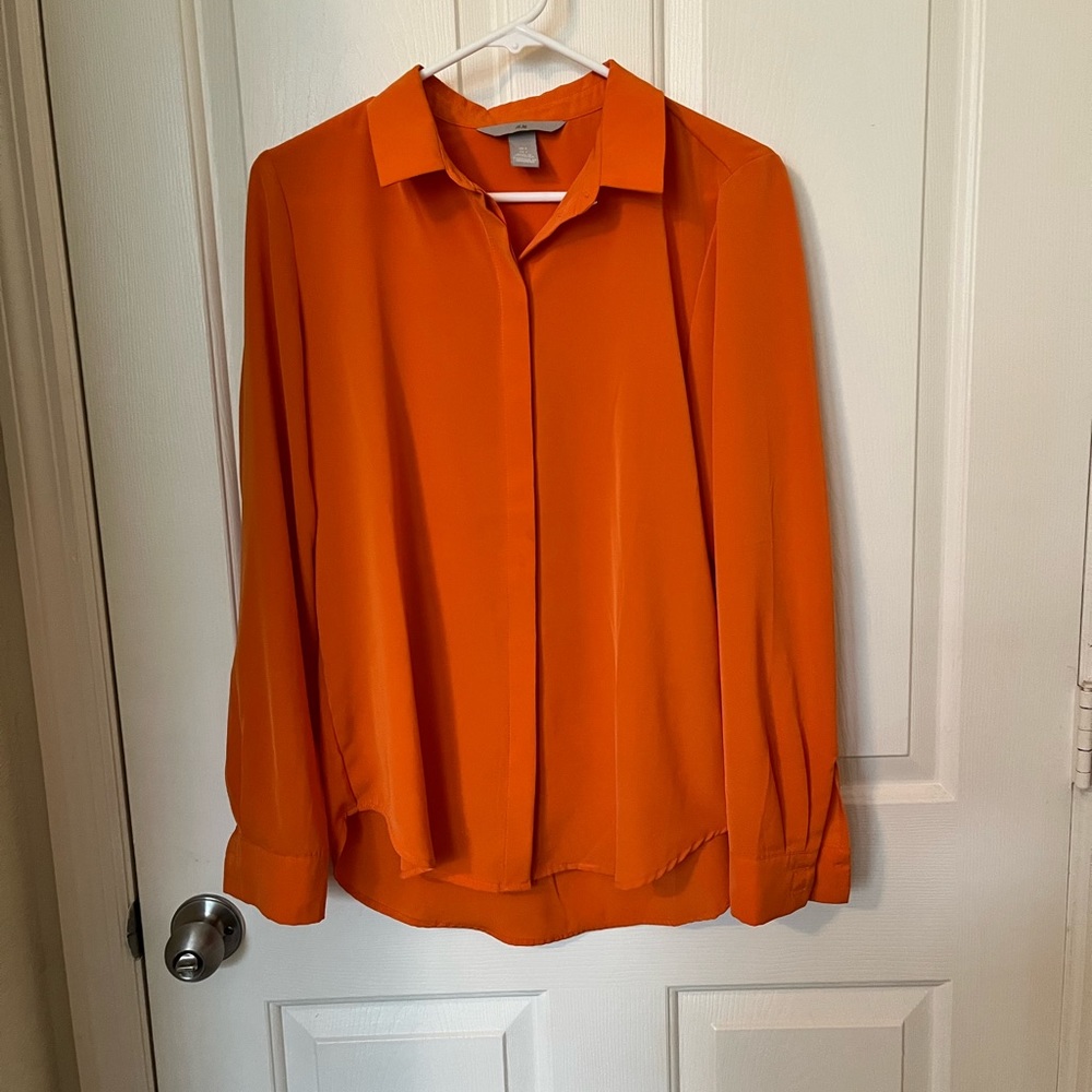 NWOT H&M orange, collared button-down